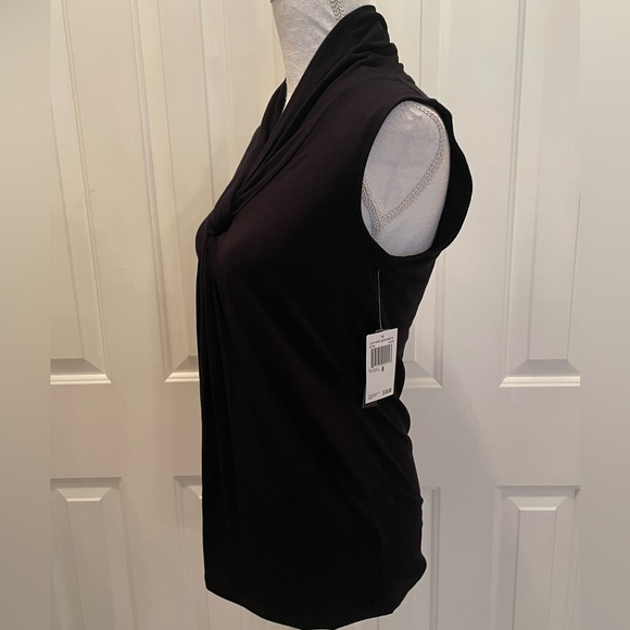 Grace Sleeveless Top Black Gathered Front And Back Neck Business Casual Medium - Picture 3 of 6